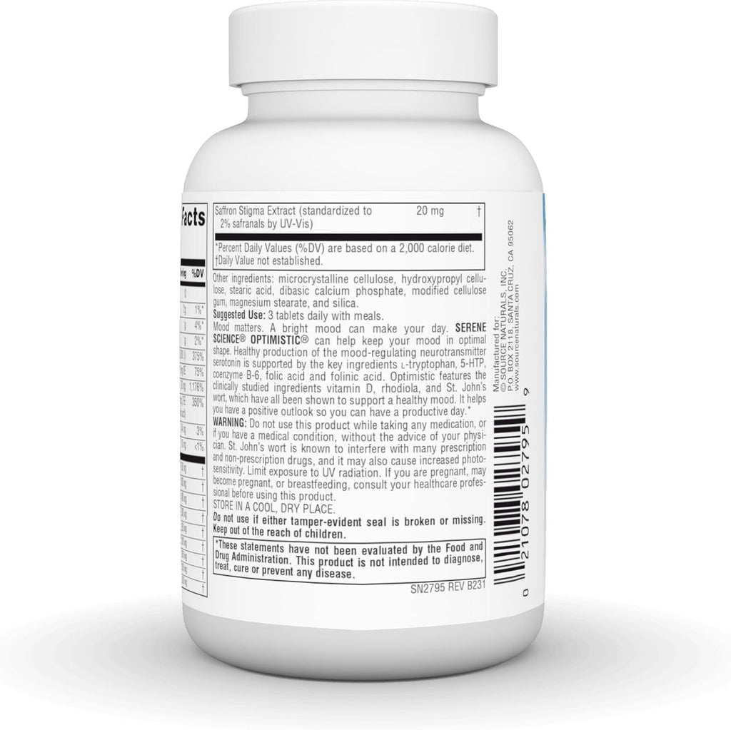 Source Naturals Serene Science Optimistic Saffron Complex - 60 Comprimidos