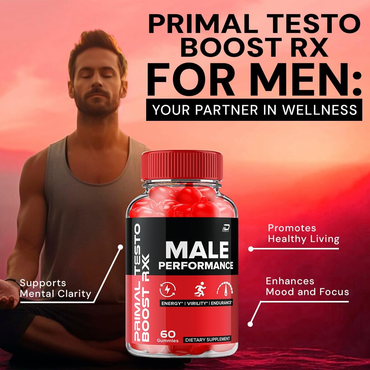 Primal Testo Boost RX ACV Gummies for Men – PrimalTesto Boost RX Male ACV Gummies All-Natural Supplement, Primal TestoBoost RX Gummies Reviews (1 Pack - 60 Gummies)