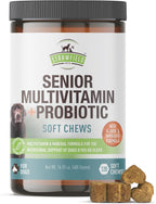 Strawfield Pets Multivitamínico Senior con Probióticos y Cardo Mariano para Perros, Sabor a Bacon, 120 Masticables Blandos