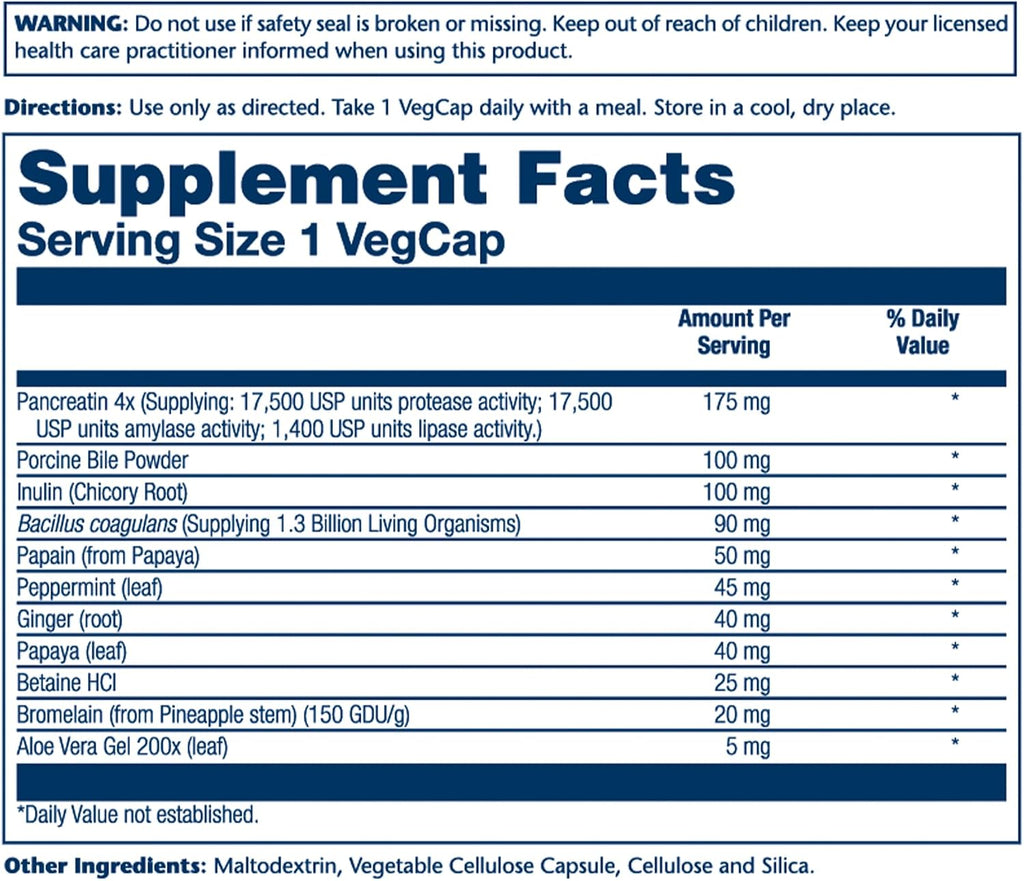 Solaray Super Digestaway Plus Probiotics - Enzimas Digestivas con Probióticos, 60 Cápsulas Veganas