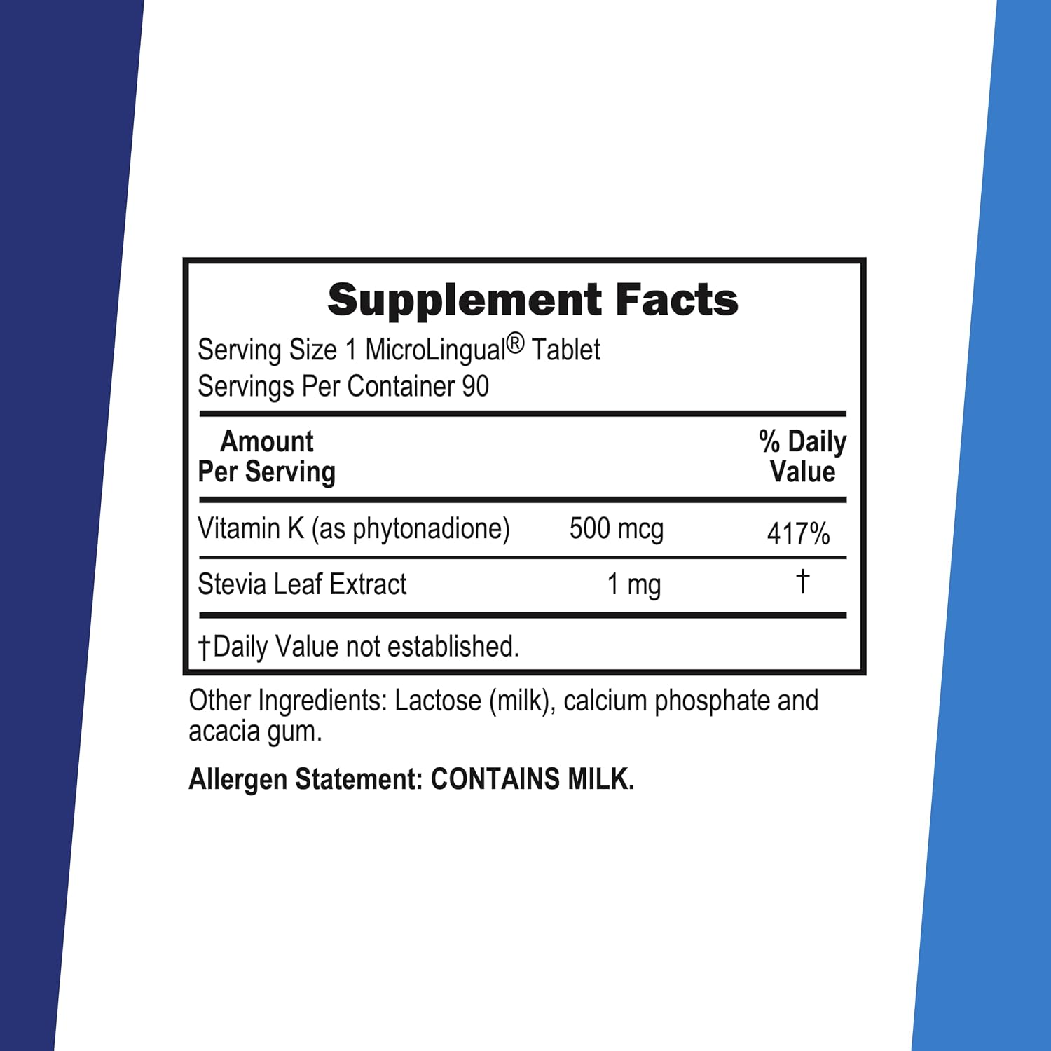 Vitamina K1 500 mcg, 100 Comprimidos Sublinguales