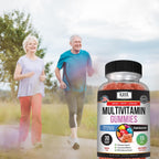 Kaya Naturals Adult Multi Vitamin Gummy - Multivitamínico en Gominolas para Adultos con Biotina, Vitamina A, B12, C, E, Zinc y Ácido Fólico - Sabor Fresa - Sin Gluten