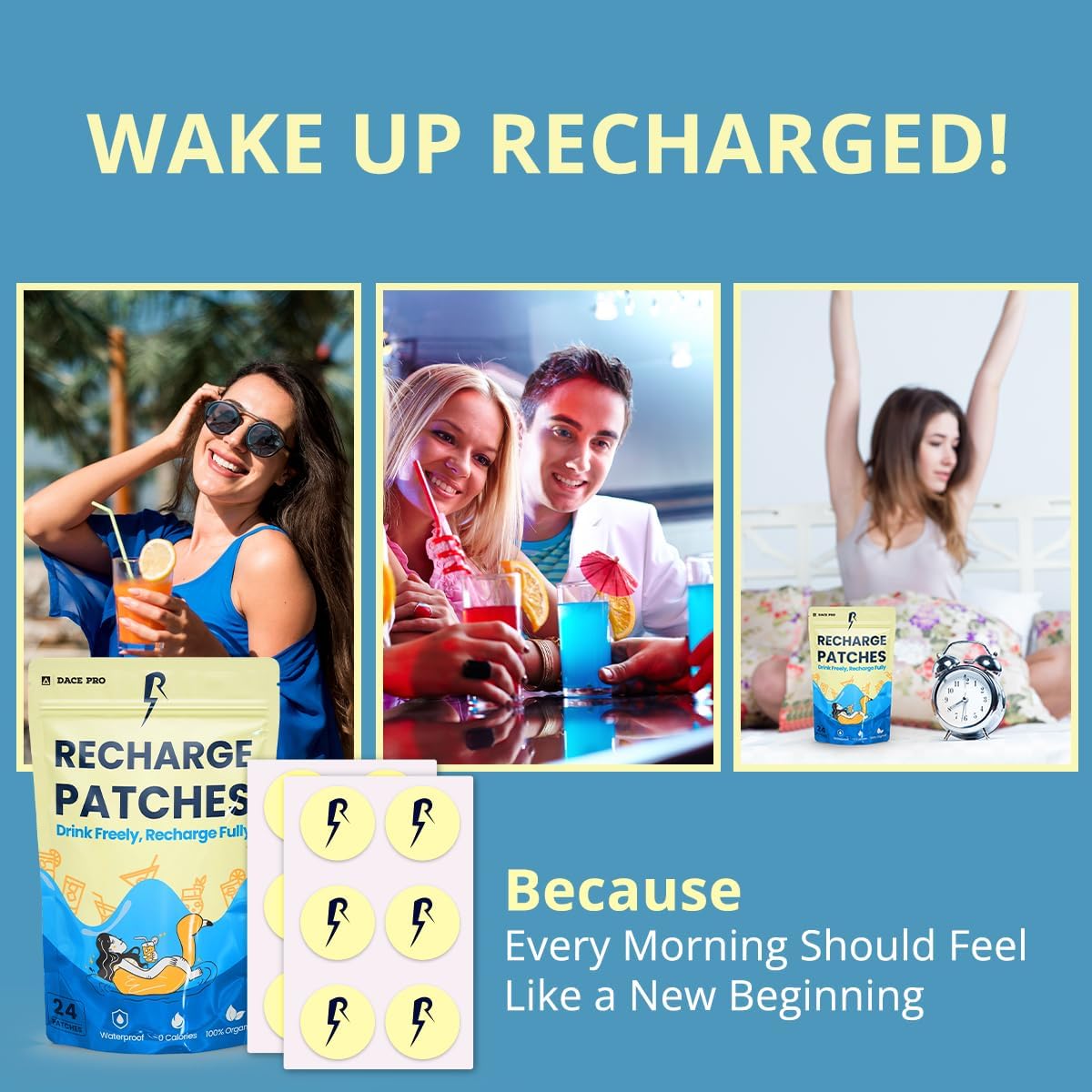 The Recharge Patch 24-Pack: Parches de Recuperación para Viajes, Cruceros y Festivales