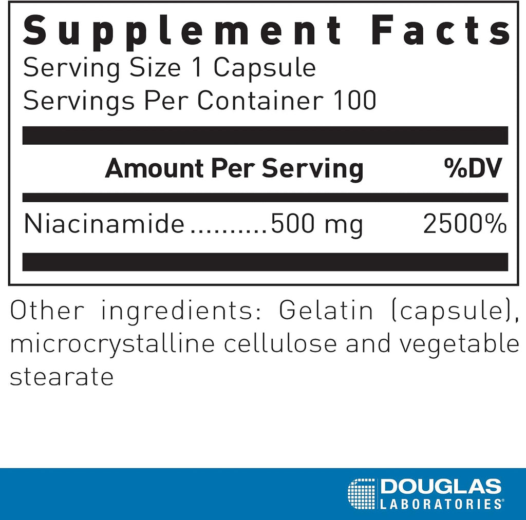 Douglas Laboratories Niacinamida | Vitamina B3 (Nicotinamida) | 100 Cápsulas