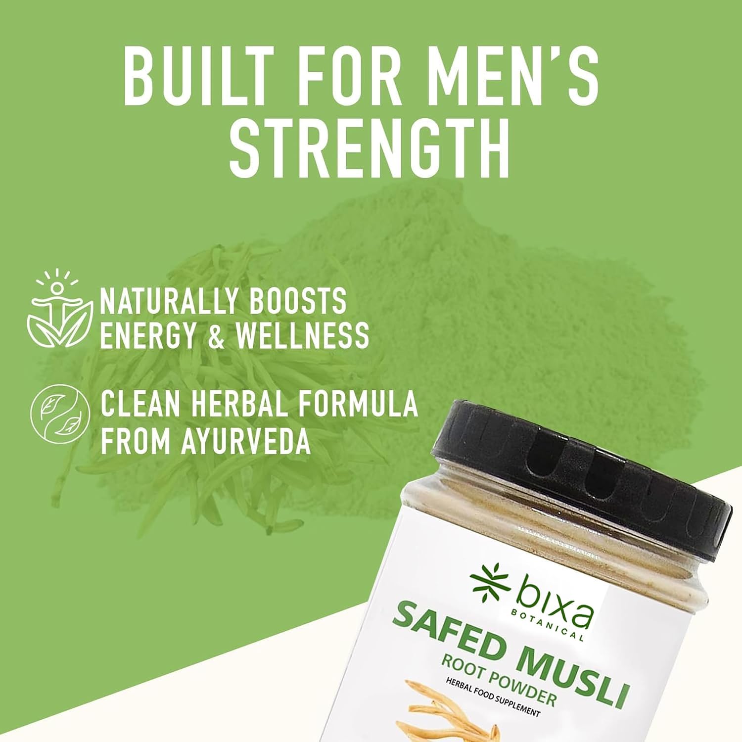 bixa BOTANICAL Safed Musli Root Powder - Suplemento Herbal Ayurvédico Natural, Sin Gluten, Vegano (100g)