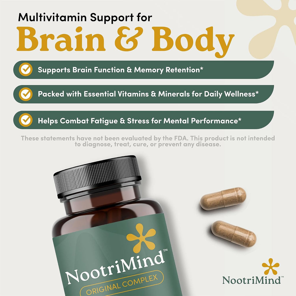 Nootrimind Complex 40 en 1 - Suplemento Nootrópico con Bacopa, DMAE y B12 para Memoria y Enfoque