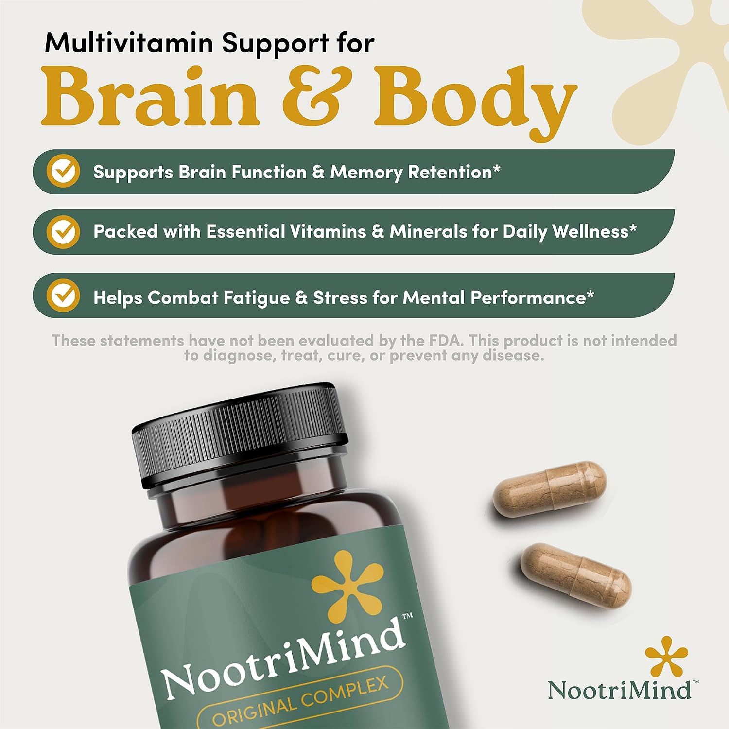 Nootrimind Complex 40 en 1 - Suplemento Nootrópico con Bacopa, DMAE y B12 para Memoria y Enfoque