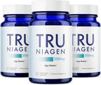 TRU NIAGEN Suplemento de NAD+ Patentado, 300mg de Niagen (Nicotinamida Ribósido), 30 dosis por envase, 3 envases
