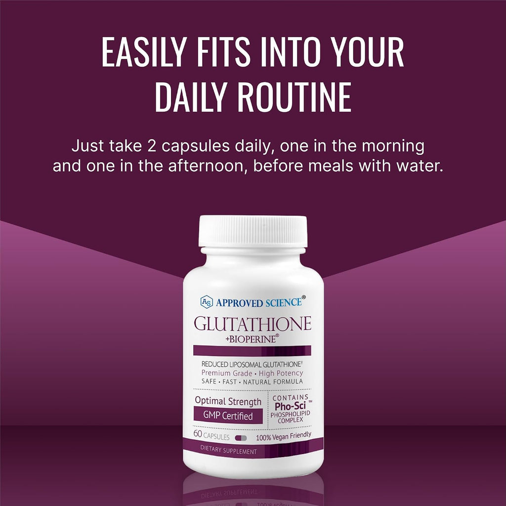Approved Science Glutathione 500 mg con Complejo Fosfolípido, Vitamina C y BioPerina - 60 Cápsulas