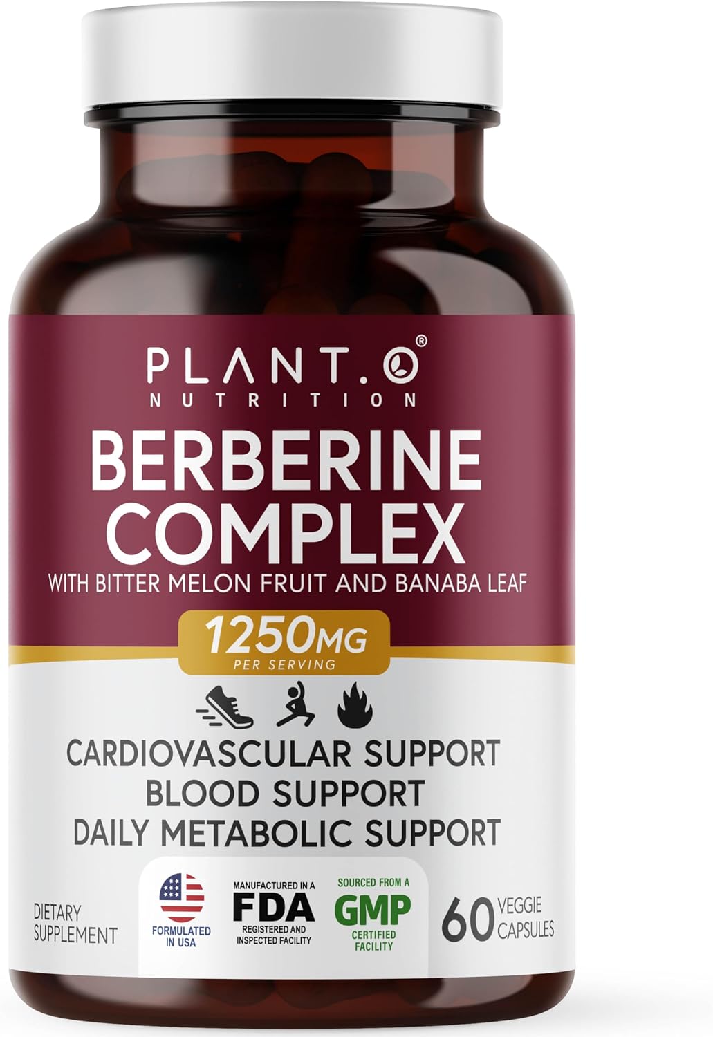 Berberine Supplement - 10xHigher Absorption Berberine HCI Complex with Bitter Lemon & Banaba Leaf - Cholesterol & Metabolic Support - 60 Capsules Non-GMO