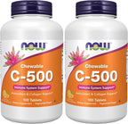 NOW Foods Vitamina C-500, 100 Comprimidos Masticables Sabor Naranja