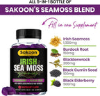 Sakoon nutrition - Gominolas de Musgo de Mar Irlandés con Saúco y Aceite de Semilla Negra, Sabor Frambuesa, 60 ud.
