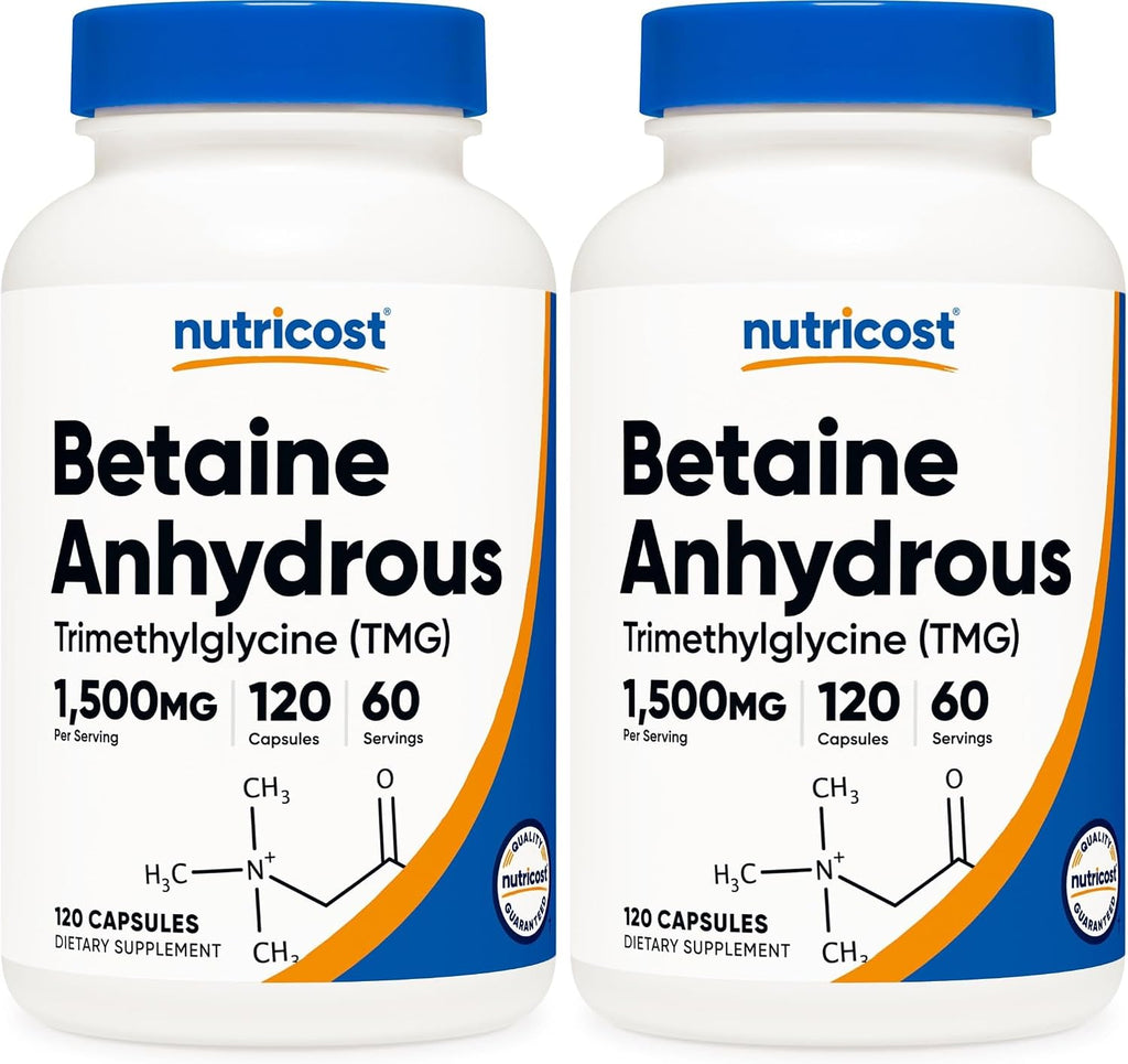Nutricost Betaína Anhidra 1500mg, 180 Servicios (3 Botellas)