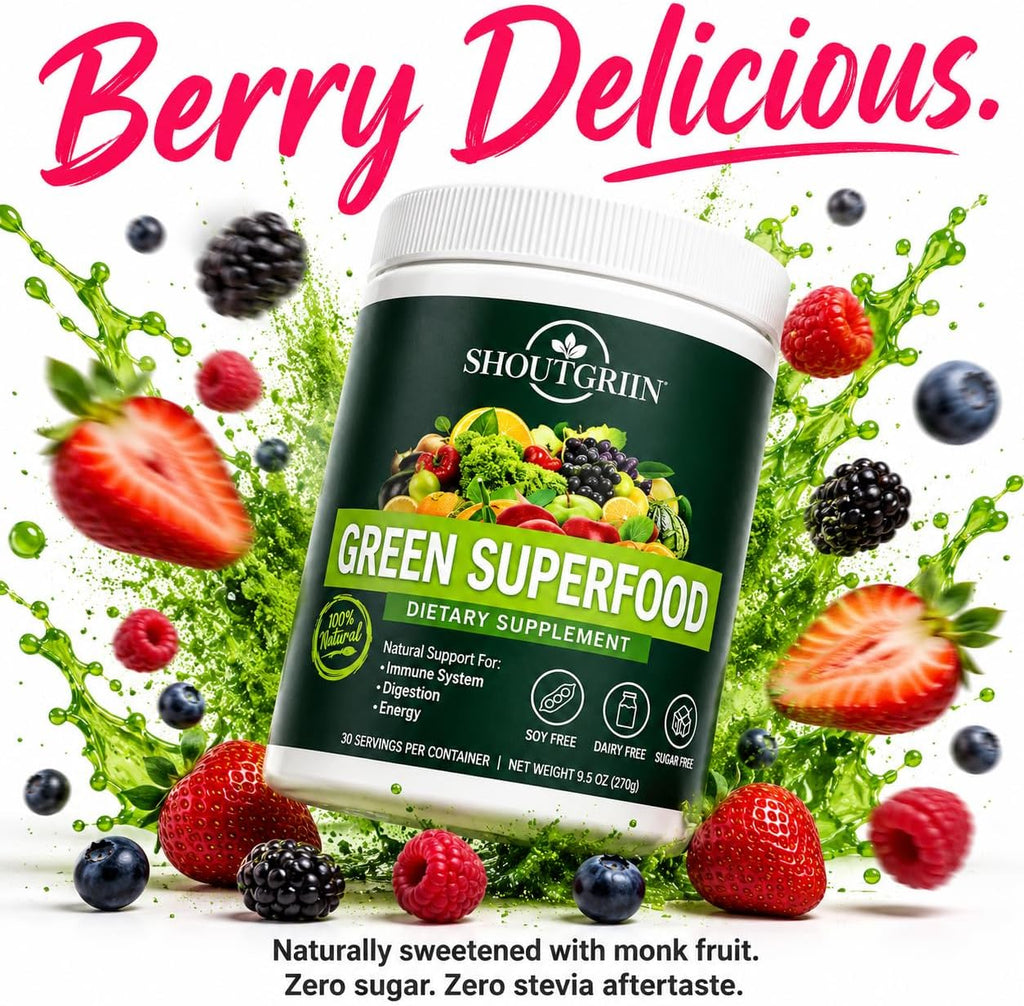 SHOUTGRIIN Green Superfood Powder - Superalimentos Verdes Orgánicos