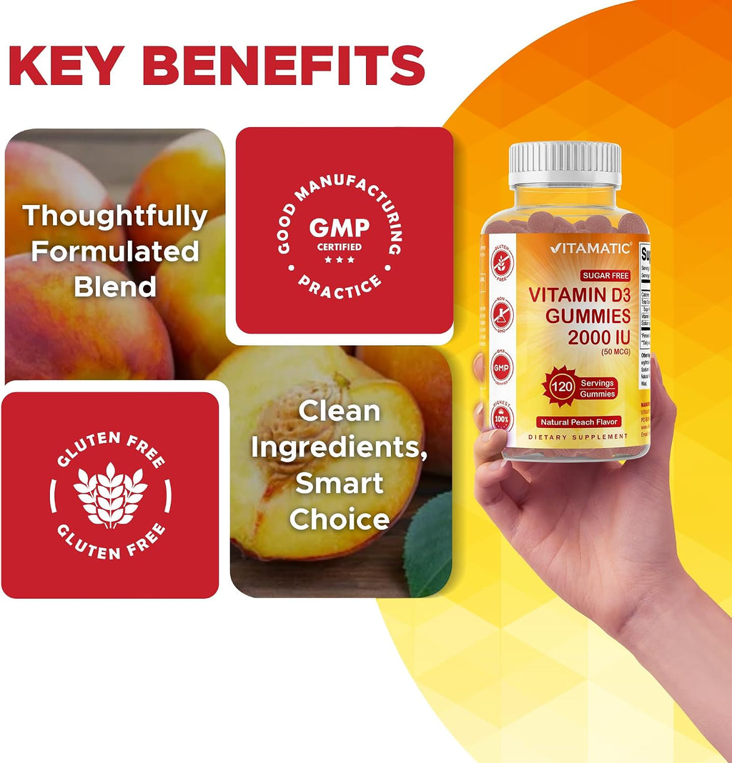 Vitamatic Vitamina D3 2000 IU Gominolas Sin Azúcar - 120 Unidades