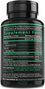 SmarterVitamins 200mg 5-HTP + Vitamina B6, Liberación Prolongada, 60 Cápsulas Blandas, 30 Dosis