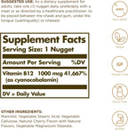 Solgar Vitamina B12 Sublingual 1000 mcg - 100 Nuggets - Vegano, Sin Gluten, Sin Lácteos