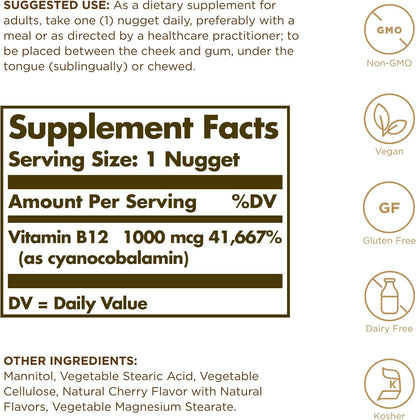 Solgar Vitamina B12 Sublingual 1000 mcg - – El funcionamiento normal del sistema inmunitario. – Image 2
