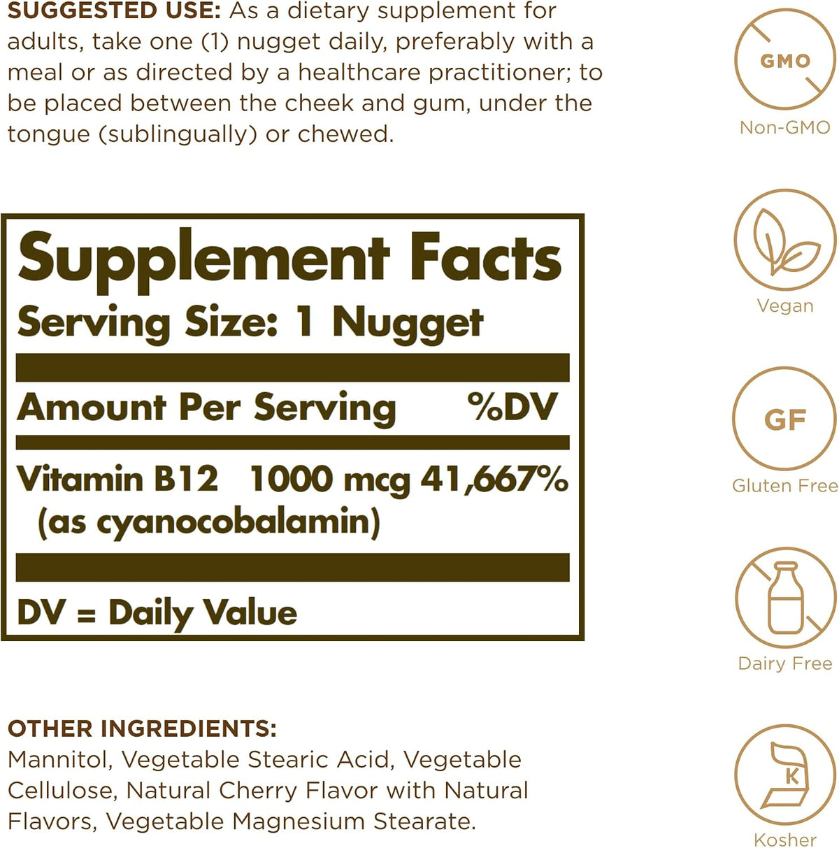 Solgar Vitamina B12 Sublingual 1000 mcg - – Funcionamiento del sistema nervioso: Contribuye al funcionamiento – Image 2