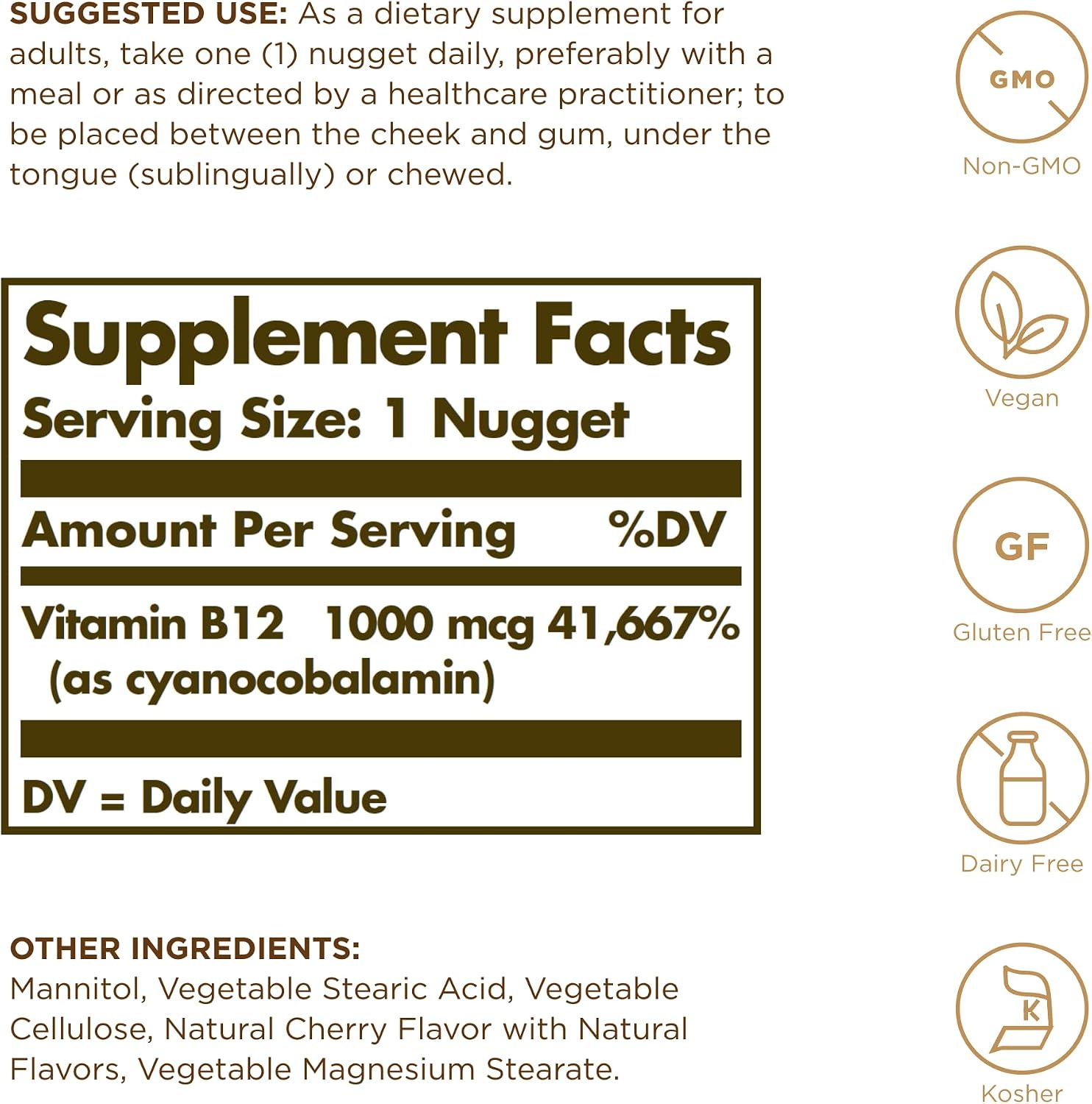 Vitamina B-12 1000mcg Solgar 100 Pepitas
