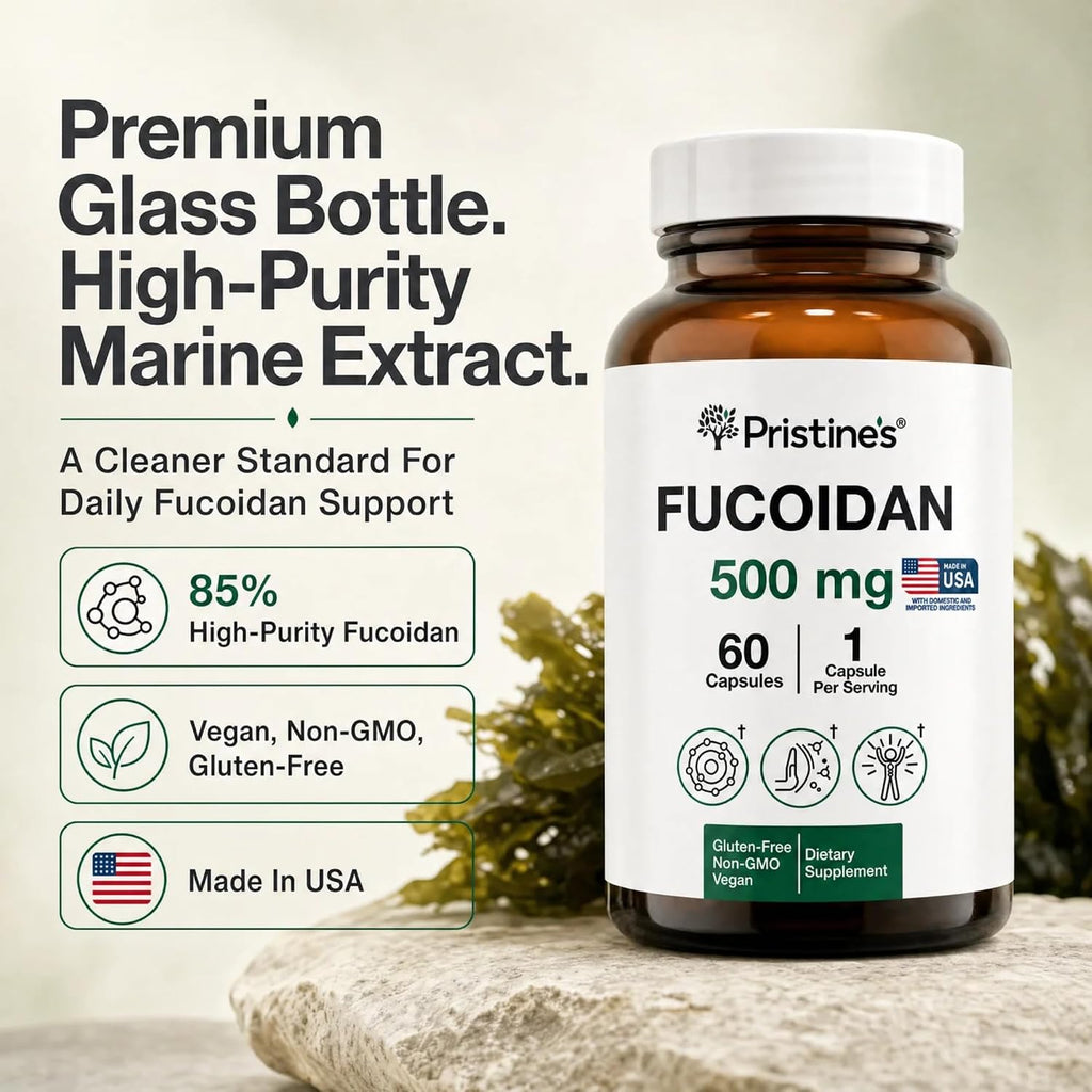 PRISTINE'S Fucoidan 500mg Cápsulas - 60 Días - Extracto de Alga Parda