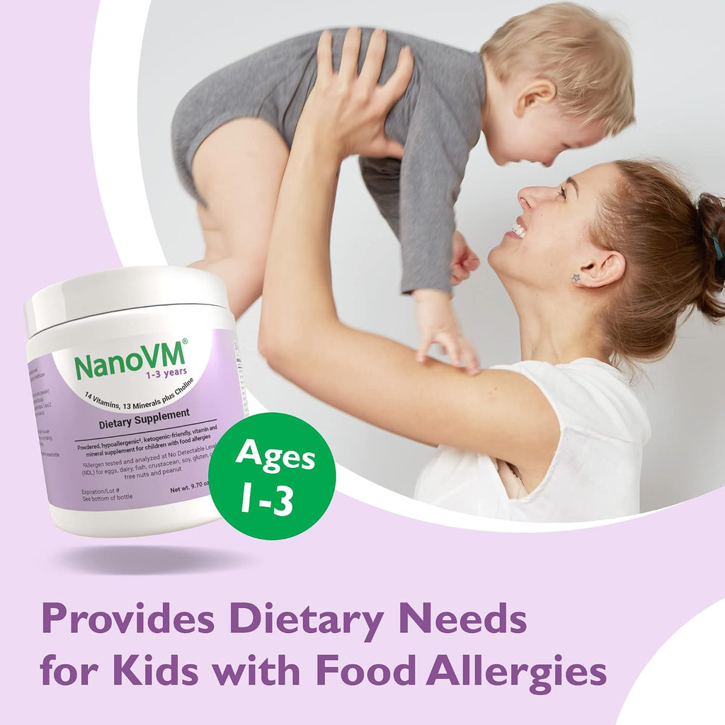 NanoVM 1-3 Años - Multivitamínico Infantil Sin Alérgenos, Polvo sin Sabor, 275g