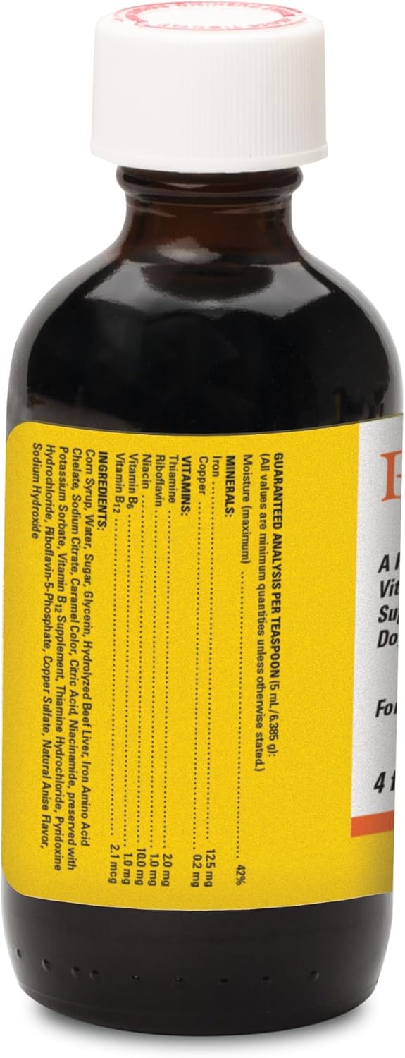 Pet-Tinic Suplemento Líquido de Vitaminas y Minerales para Perros y Gatos, Sabor a Hígado de Ternera, 118 ml