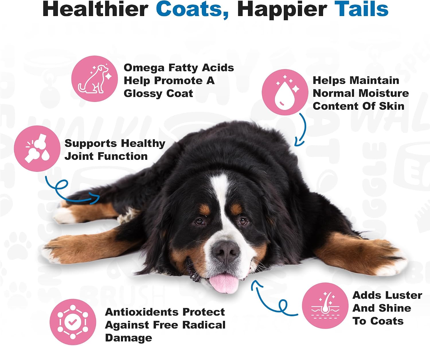 Doggie Dailies Suplemento para Piel y Pelaje con Aceite de Salmón, Colágeno, Omega 3, Aceite de Krill, Biotina y Aceite de Coco - 225 Chews Blandos