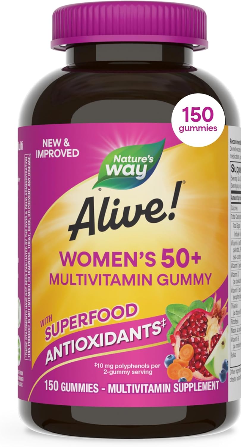 Nature's Way Alive! Multivitamínico Gummy para Mujeres 50+ - 150 Gominolas Sabor Bayas Mixtas