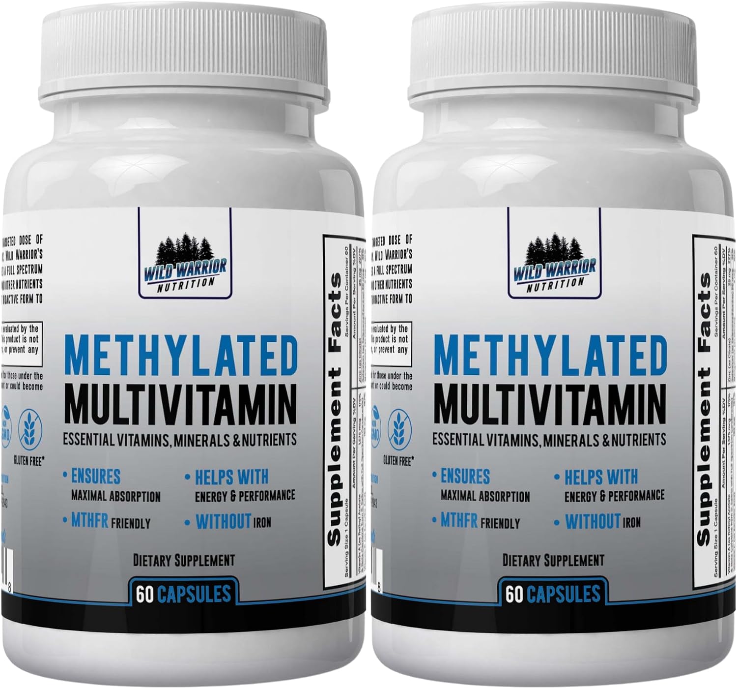Daily Health Methylated Multivitamin - 27 Nutrientes con CoQ10, Vitaminas A, B6, B12, C, D3, E, K2, Colina, Zeaxantina, L-Metilfolato - 60 Cápsulas (Pack de 2)