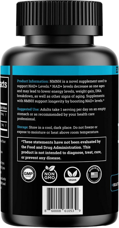 NMNH Supplement 250mg - DiHidro-Nicotinamida Mononucleótido Puro con Bioperine® (Alternativa NMN para Aumentar NAD+) – Image 3