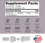 Zahler Vitamin D3 3000 IU – 120 Softgels – Bone, Muscle, & Immunity Supplement