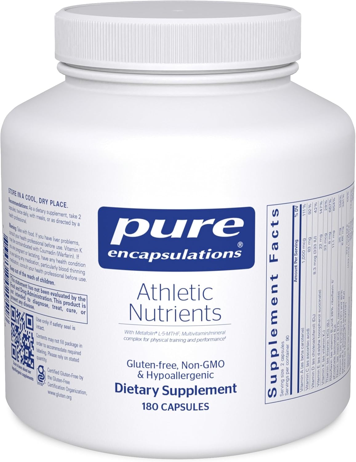 Pure Encapsulations Athletic Nutrients - Complejo Multivitamínico y Mineral para Deportistas