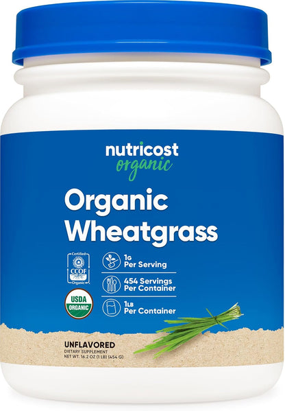 Nutricost Polvo de Hierba de Trigo Orgánica - 454 g (1 lb) - Superalimento No Transgénico – Image 1