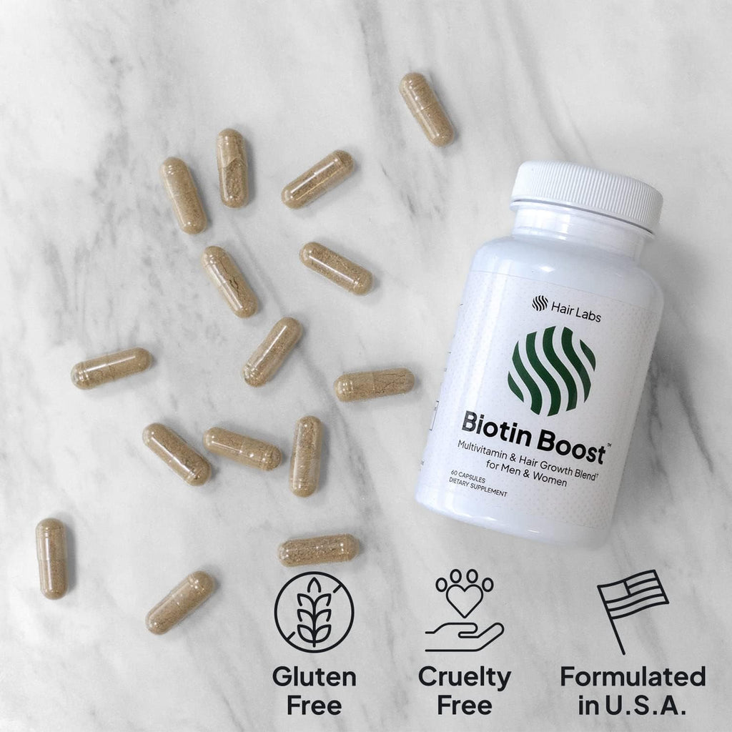 Hair Labs Biotina Boost - Suplemento de Biotina 5000 mcg con Ashwagandha y Keratina - 60 Cápsulas