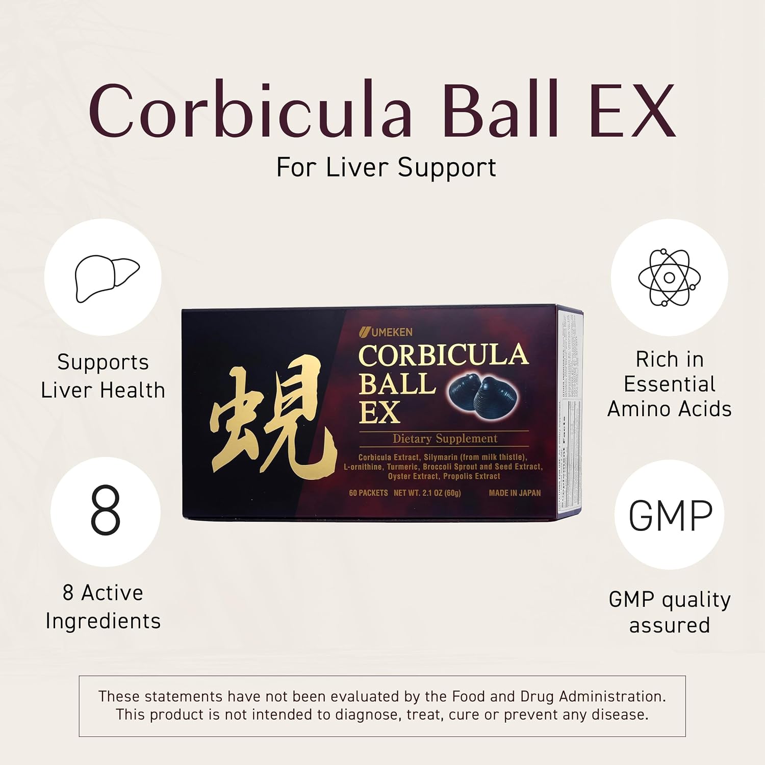 Umeken Corbicula Ball EX – Complemento para el hígado, 60 sobres