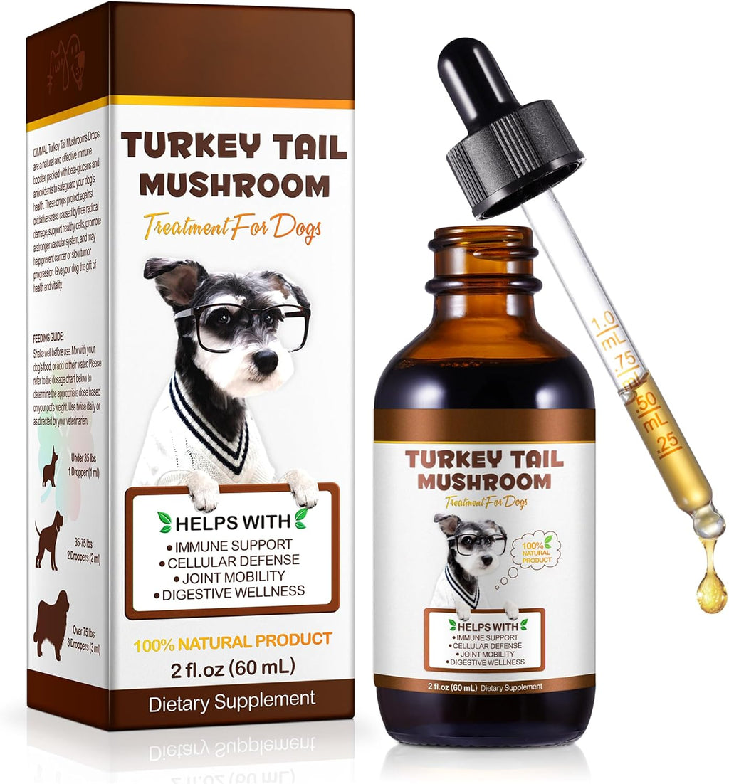 Cola de Pavo para Perros, Rápida Absorción - Gotas con Cúrcuma y Probióticos para el Sistema Inmunológico, Digestivo y Articular - 60ml