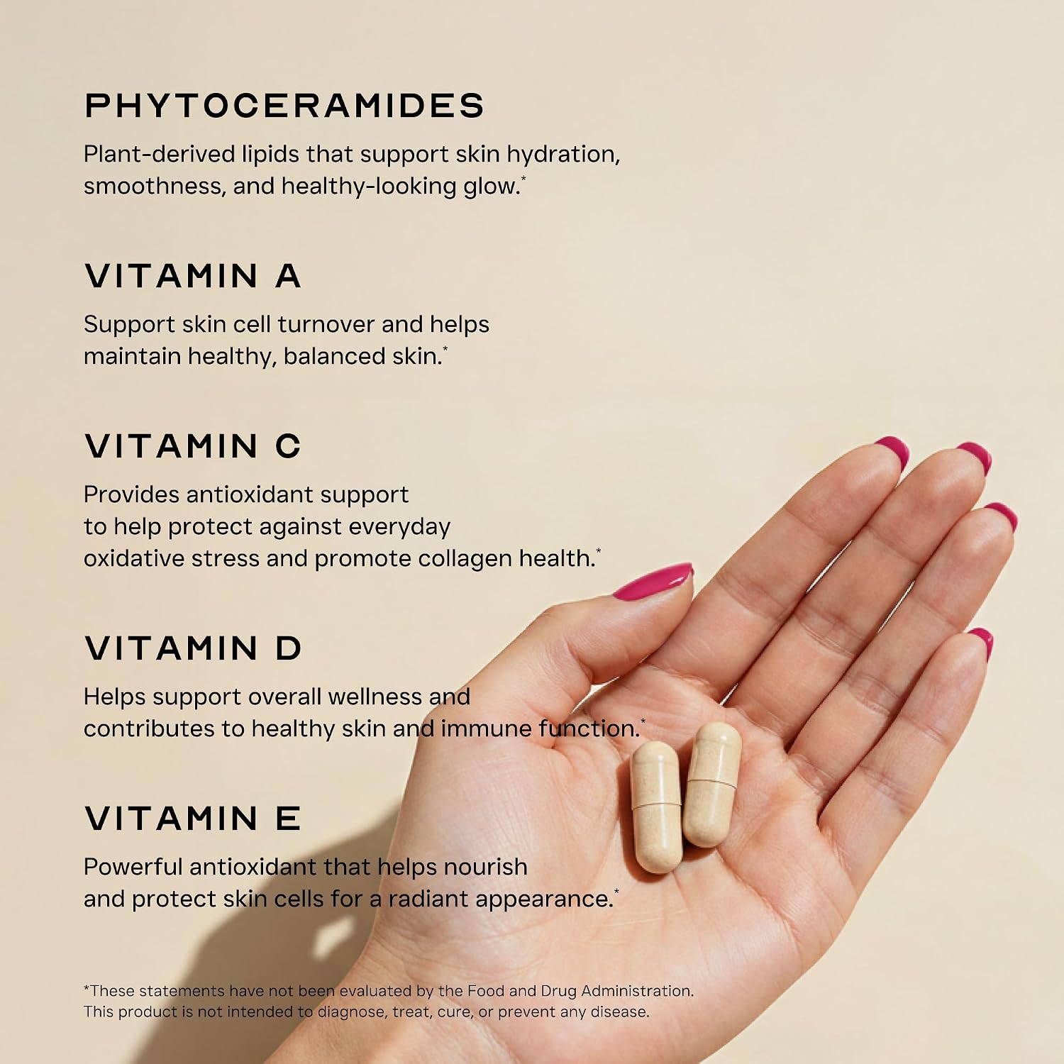 Phytoceramides for Skin Care with Vitamins A, C, D, E - 90 Capsules