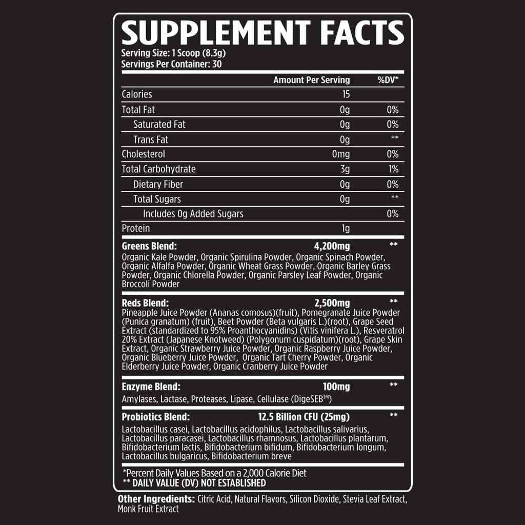 VMI Sports Greens + Reds Superalimento Avanzado con Enzimas y Probióticos - 30 Servicios (Frambuesa Limón)