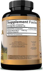 Maca Negra Orgánica 1.900 mg por Ración - Energía Natural Peruana - 120 Cápsulas