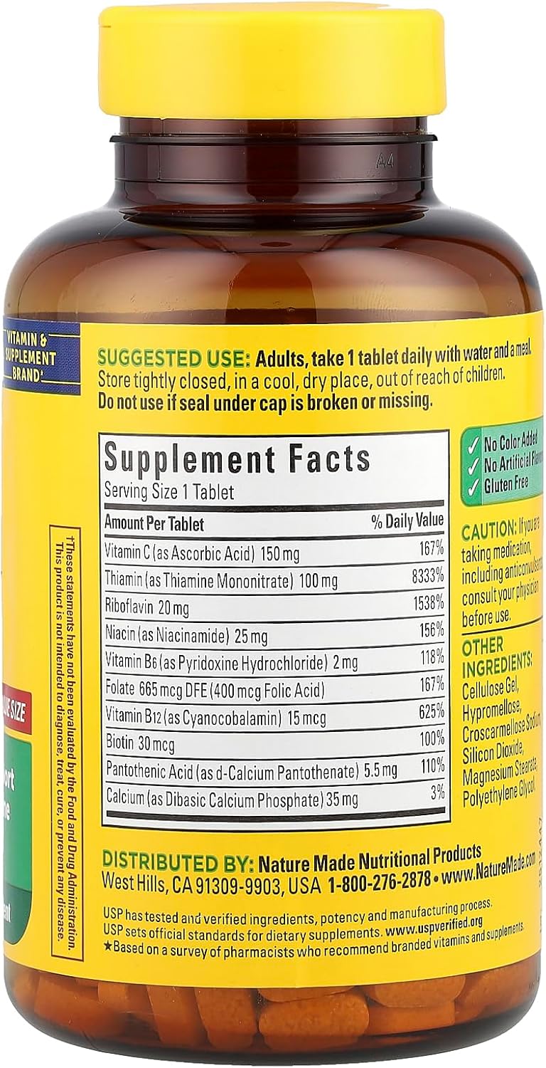 Nature Made Super Complejo B + Vitamina C, 360 comprimidos
