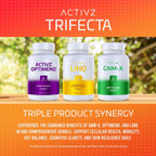 ACTIVZ - Trifecta - GNM-X, Optimend, LINQ - Apoyo Nrf2, flexibilidad, función cerebral e intestinal, sistema inmunitario, piel y células - 3 Pack