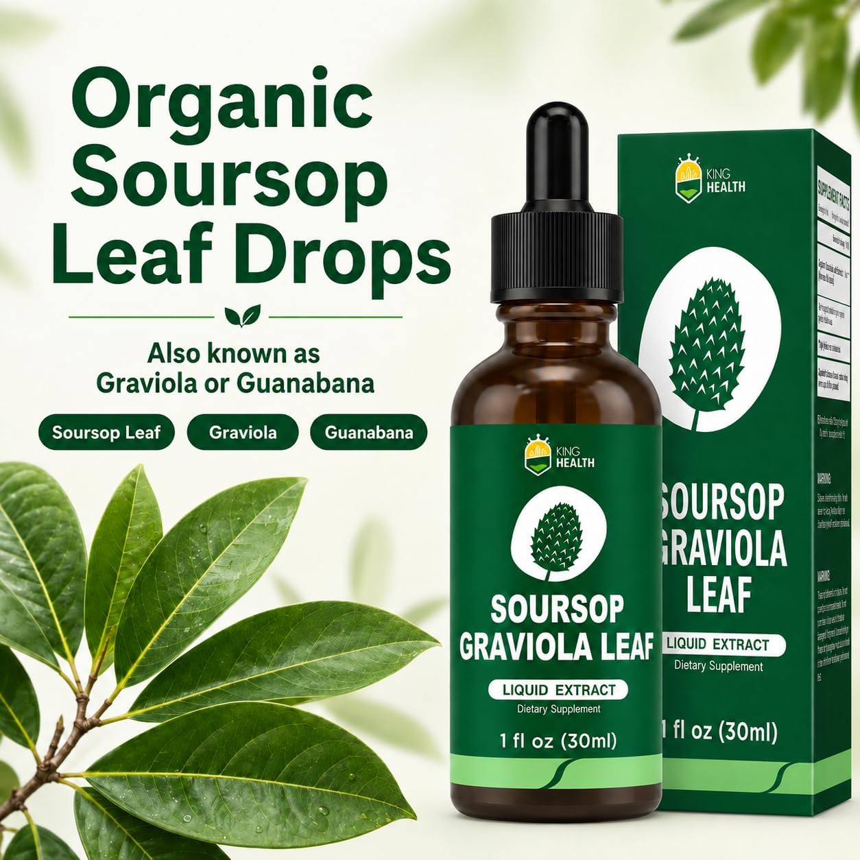 KingHealth Extracto Líquido de Hojas de Graviola Orgánico - 30 ml