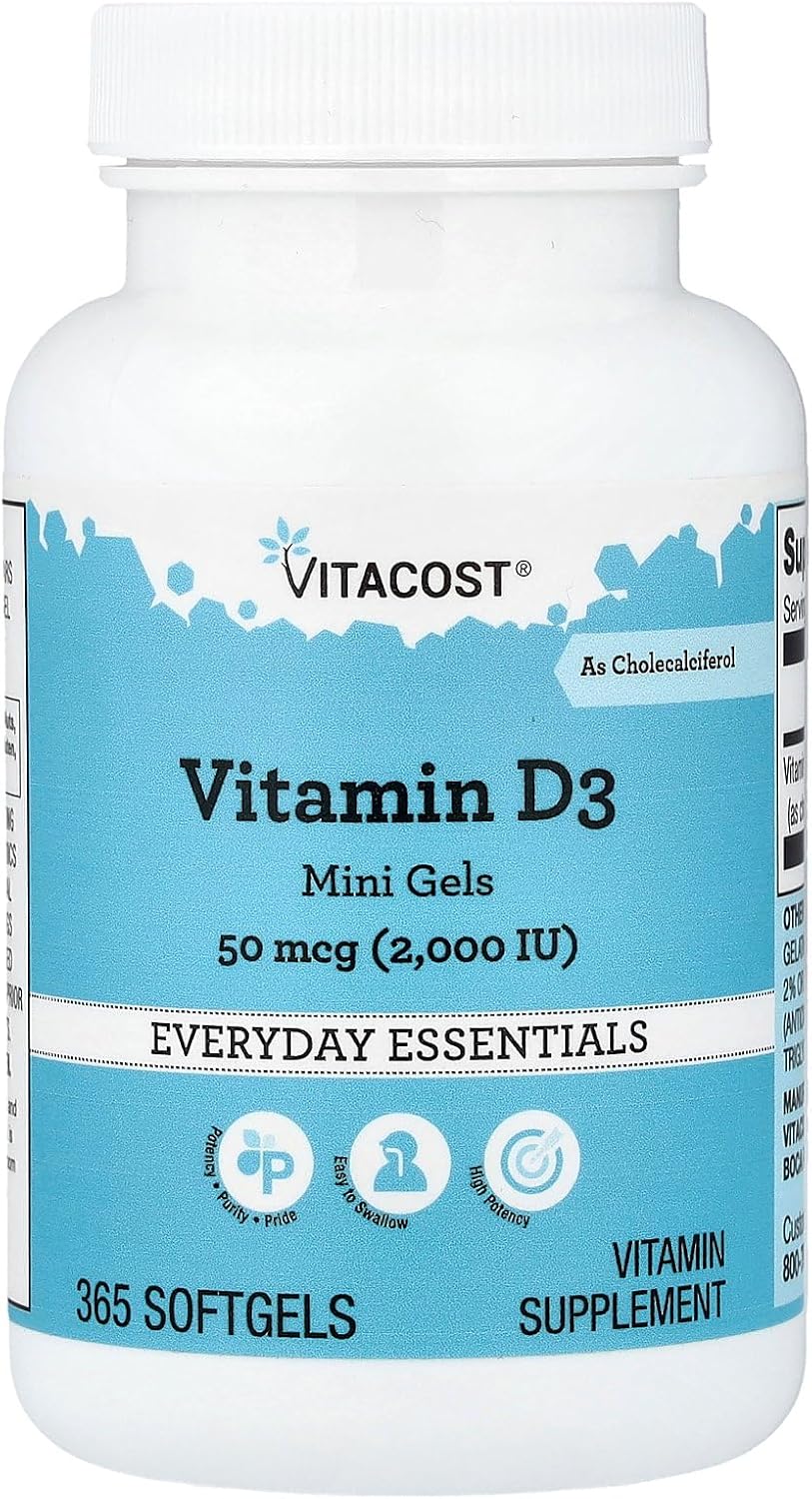 Vitacost Vitamin D3 (Cholecalciferol) - 2000 IU - 365 Mini Softgels (2-Pack)