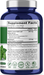 NusaPure Cápsulas de Melisa, 200 mg, 200 Cápsulas Veganas (No GMO, Vegano)