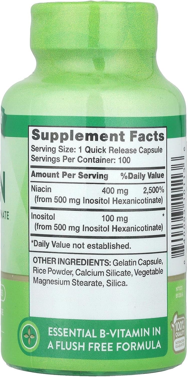 Nature's Truth Niacina Sin Enrojecimiento 500 mg, 100 Cápsulas
