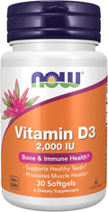NOW Foods, Vitamina D-3 2000 IU, Alta Potencia, 30 Cápsulas Blandas