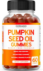 Gominolas de Aceite de Semilla de Calabaza 4000mg - Sin Azúcar, Sabor Naranja, Vegano (60 Gominolas)