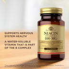 Solgar Niacin (Vitamina B3) 100 mg - 100 Tablets - Supports Energy Metabolism - Non-GMO, Vegan, Gluten-Free, Dairy-Free, Kosher