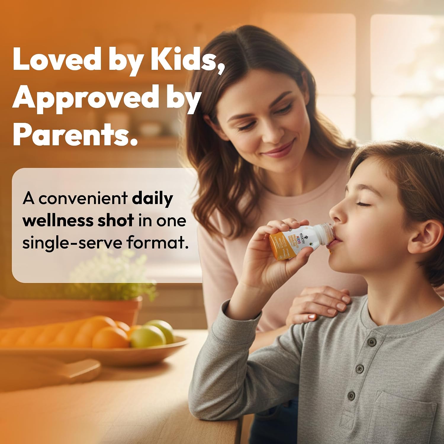 Bee and You Kids Propolis Immune Day Time Shot - Probiótico, Vitamina C, D3, Zinc, Apoyo Inmunitario y Digestivo, 1.69 fl oz, Pack de 12